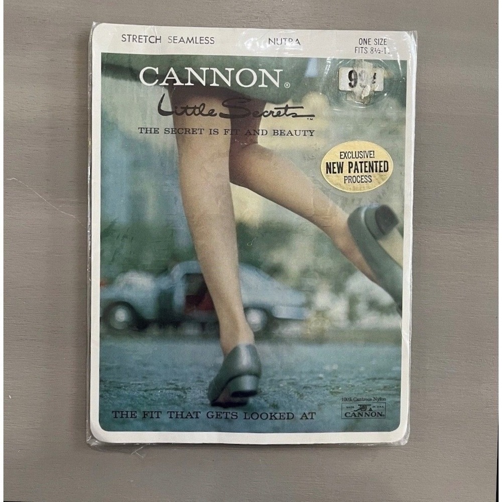 Vintage 60s Cannon Little Secrets Size 8 1/2-11 Nylon Garter Seamless Stockings